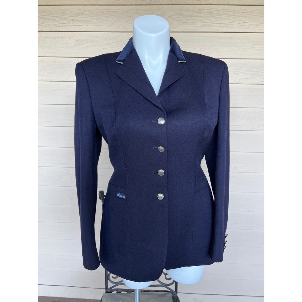 Pikeur Velvet Collar Dressage Riding Jacket Equestrian Navy Blue Wool Size 16